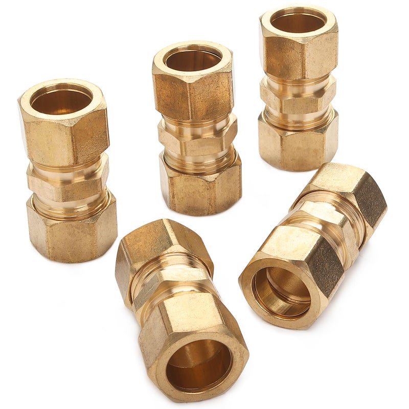 LTWFITTING 5/8-Inch OD Compression Union,Brass Compression Fitting(Pack of 5) - Image 1